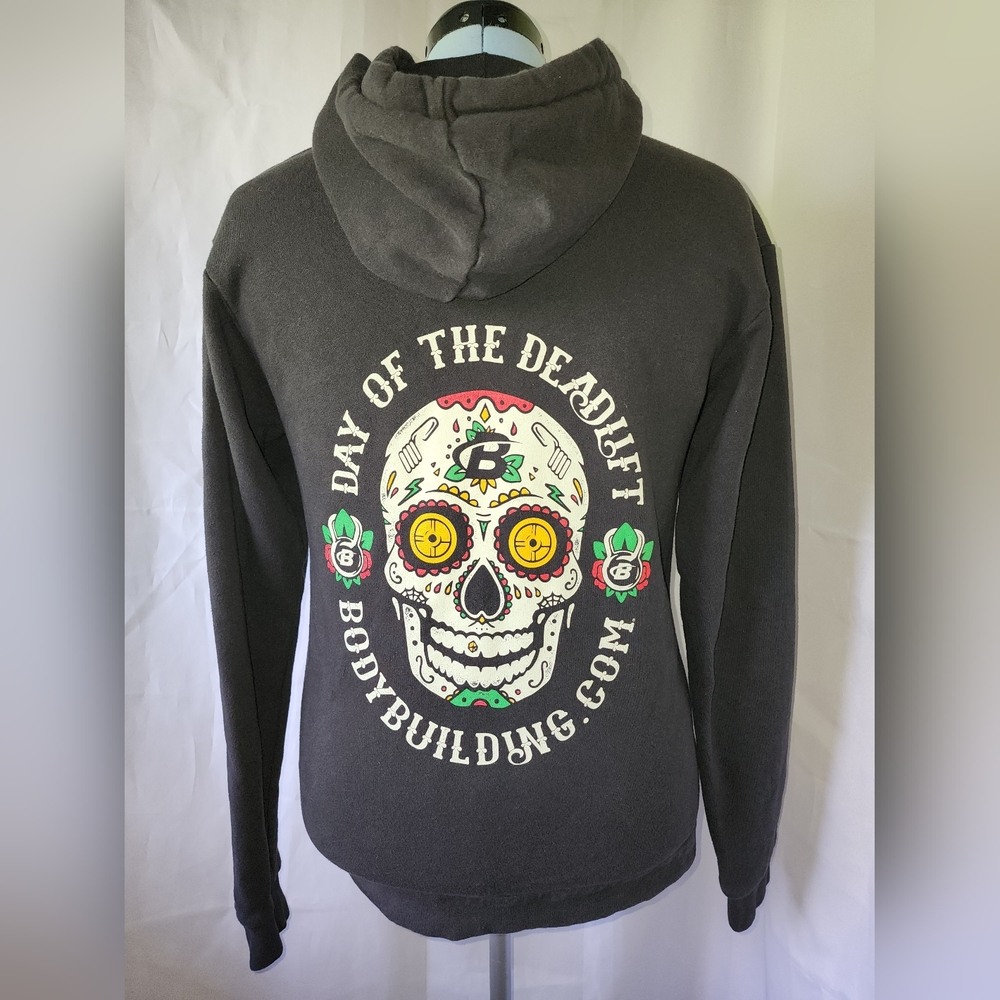 Bodybuilding.com- Women's size Small- Black 'Day of the Deadlift' Zip Up Hoodie